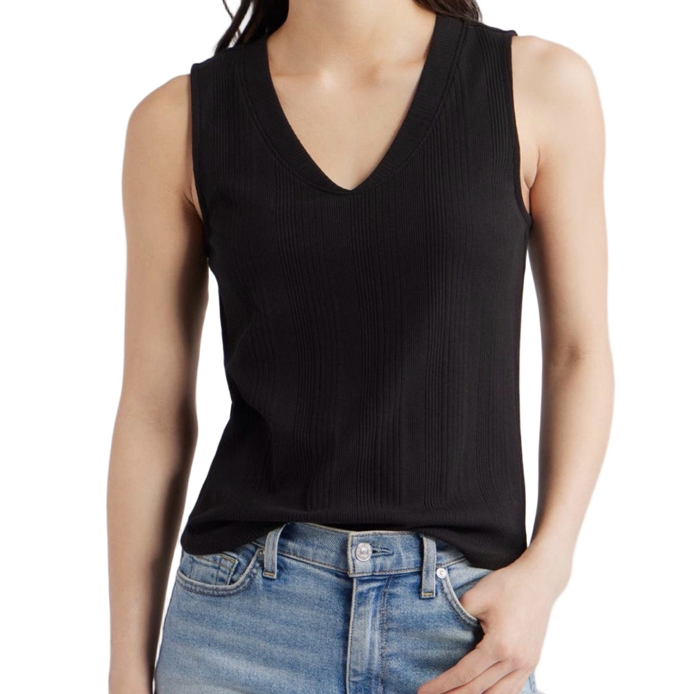 Madewell V-Neck Black Sleeveless Top